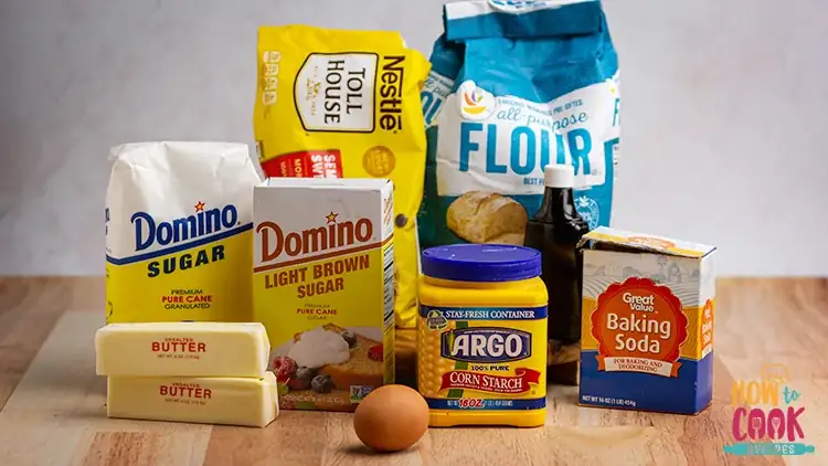 Ingredients for making chocolate chip cookies