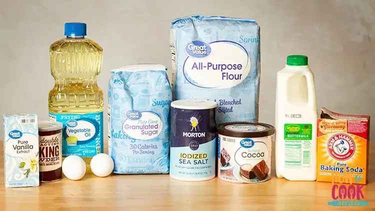 Ingredients for making chocolate cake