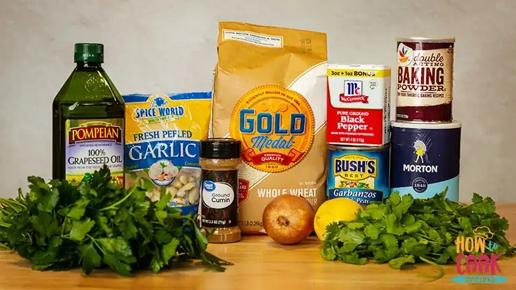 Ingredients for making falafel