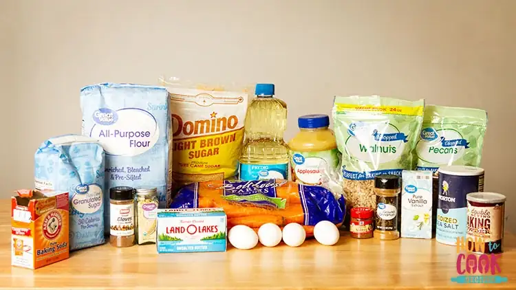 Ingredients to make carrot cake