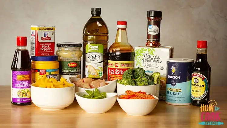 Ingredients to make stir fry