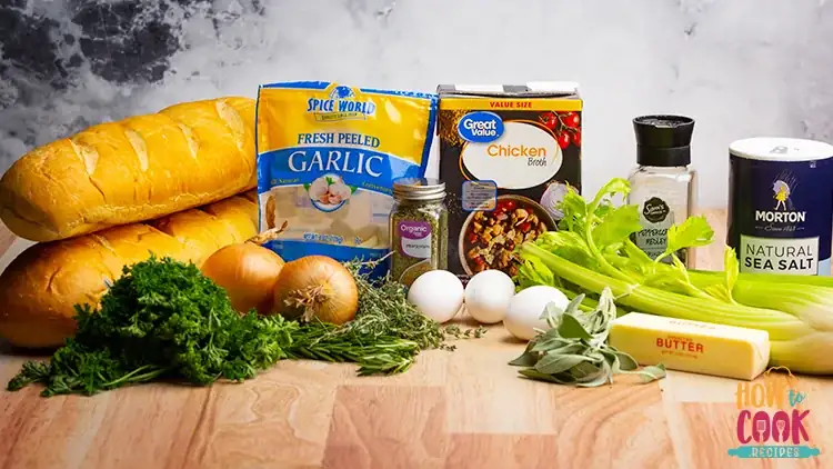 Ingredients to make stuffing
