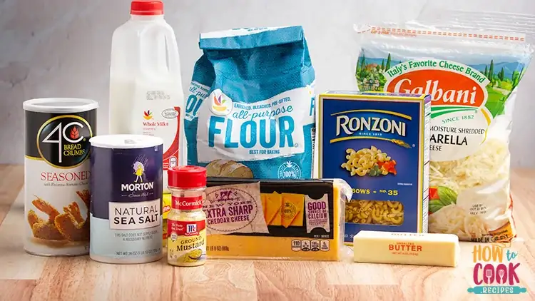 Ingredients for making mac and cheese