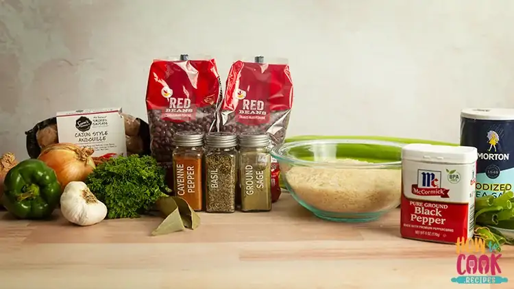 Red beans and rice ingredients